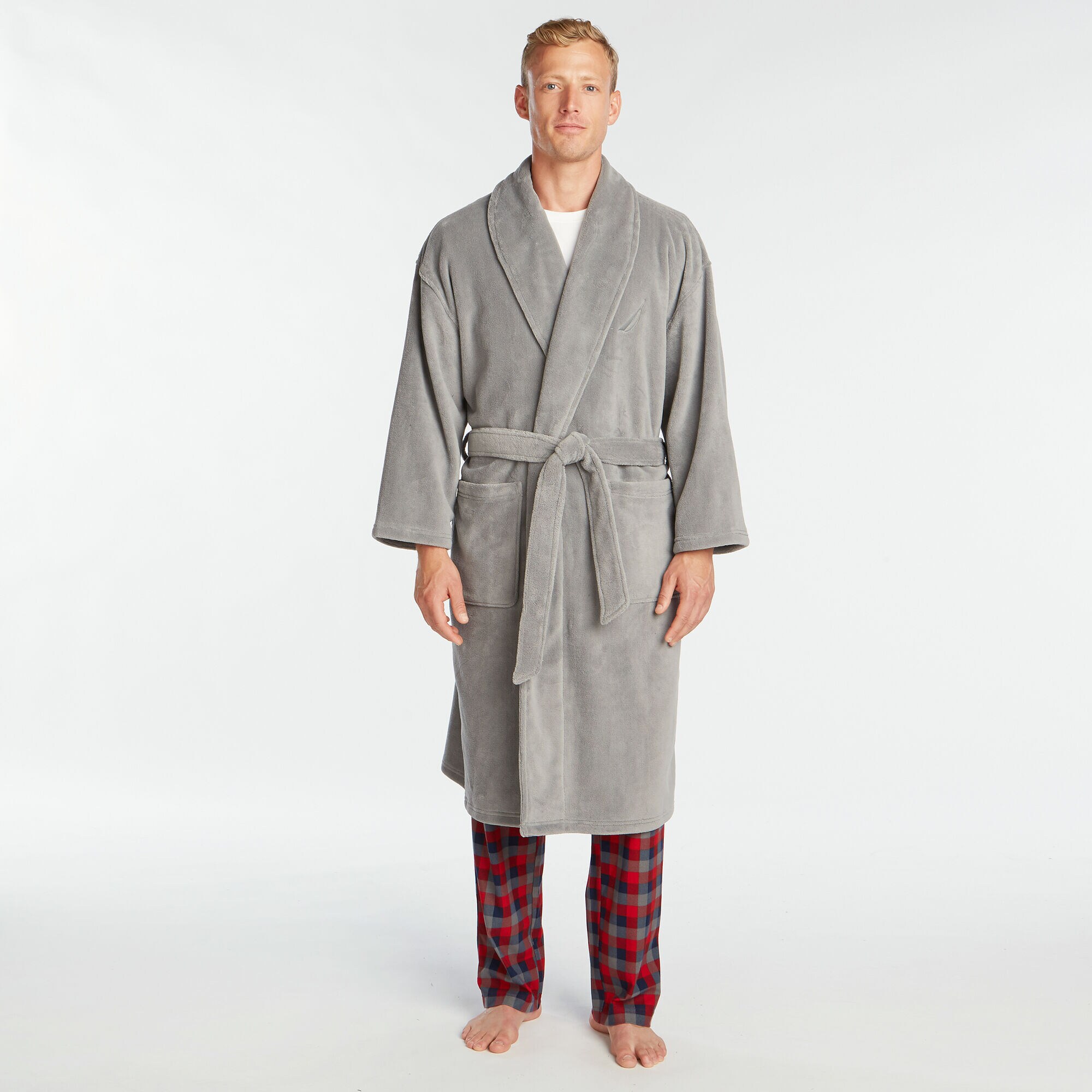 PLUSH KNIT ROBE,Seal Grey,large