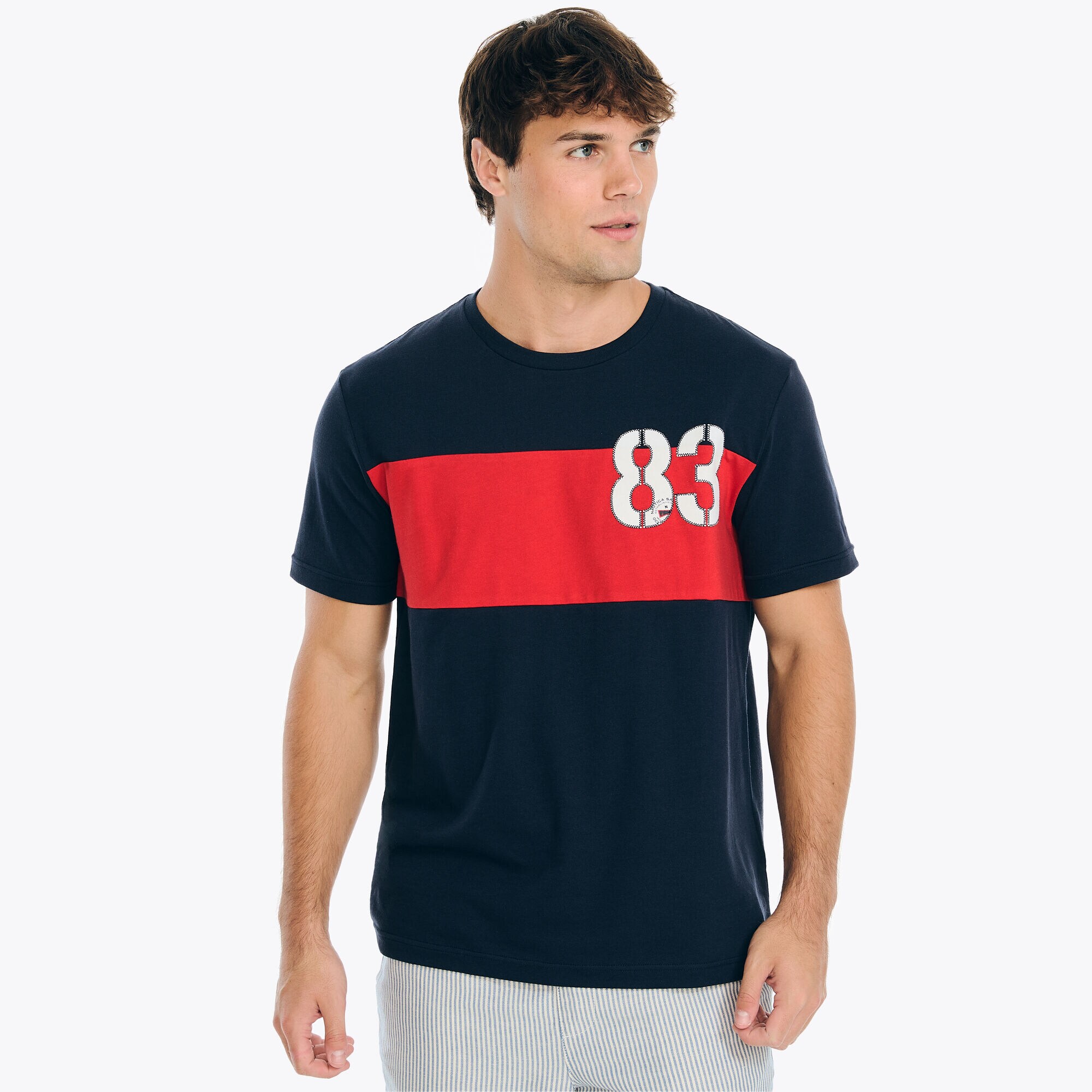 Sustainably Crafted Colorblock T-Shirt,Stellar Blue Heather,large