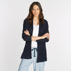 Long Sleeve Open Front Cardigan,Stellar Blue Heather,large