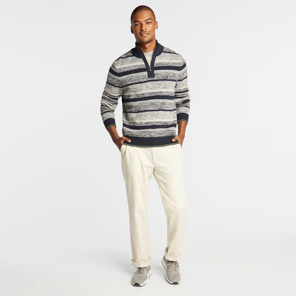 MARLED QUARTER ZIP SWEATER,Navy,large