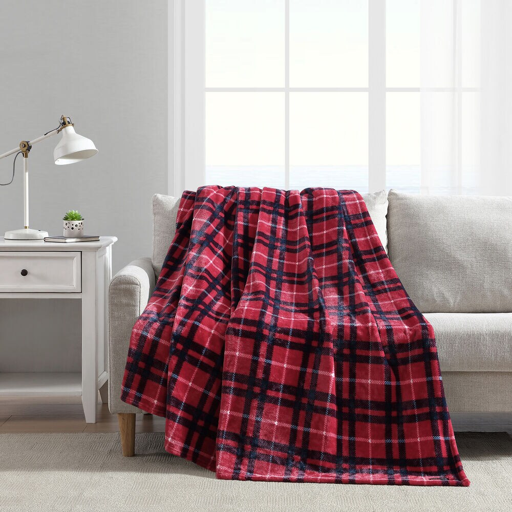 Winter Tattersall Red Twin Blanket,Pale Orchid,large