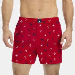 Woven Boxer in Lobster & Crab Print,Bow Burgundy,large