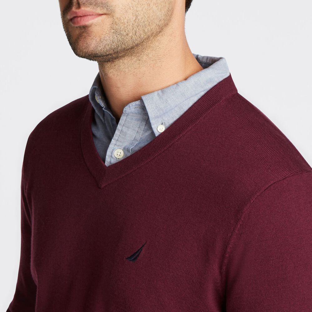 BIG & TALL V-NECK NAVTECH SWEATER,Royal Burgundy,large