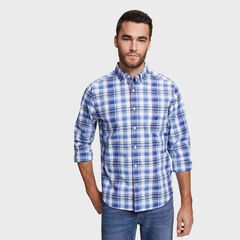 Big & Tall Plaid Classic Fit Shirt,Blue Depths,large