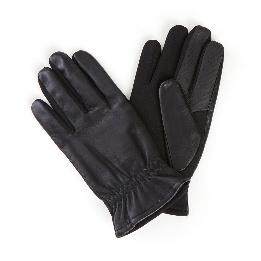 Tech Stretch Palm Leather Gloves,Black,large