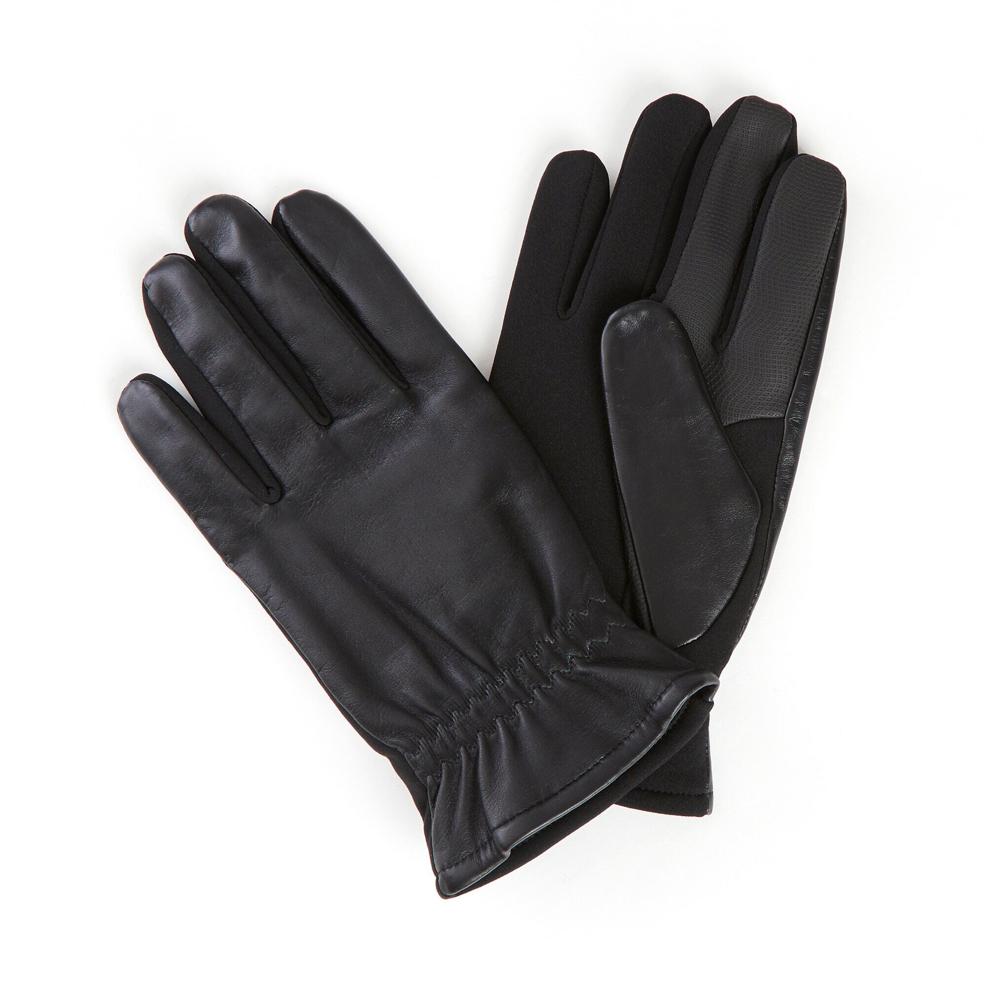 Tech Stretch Palm Leather Gloves,Black,large
