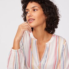 METALLIC MULTICOLOR STRIPE HENLEY,Marshmallow,large