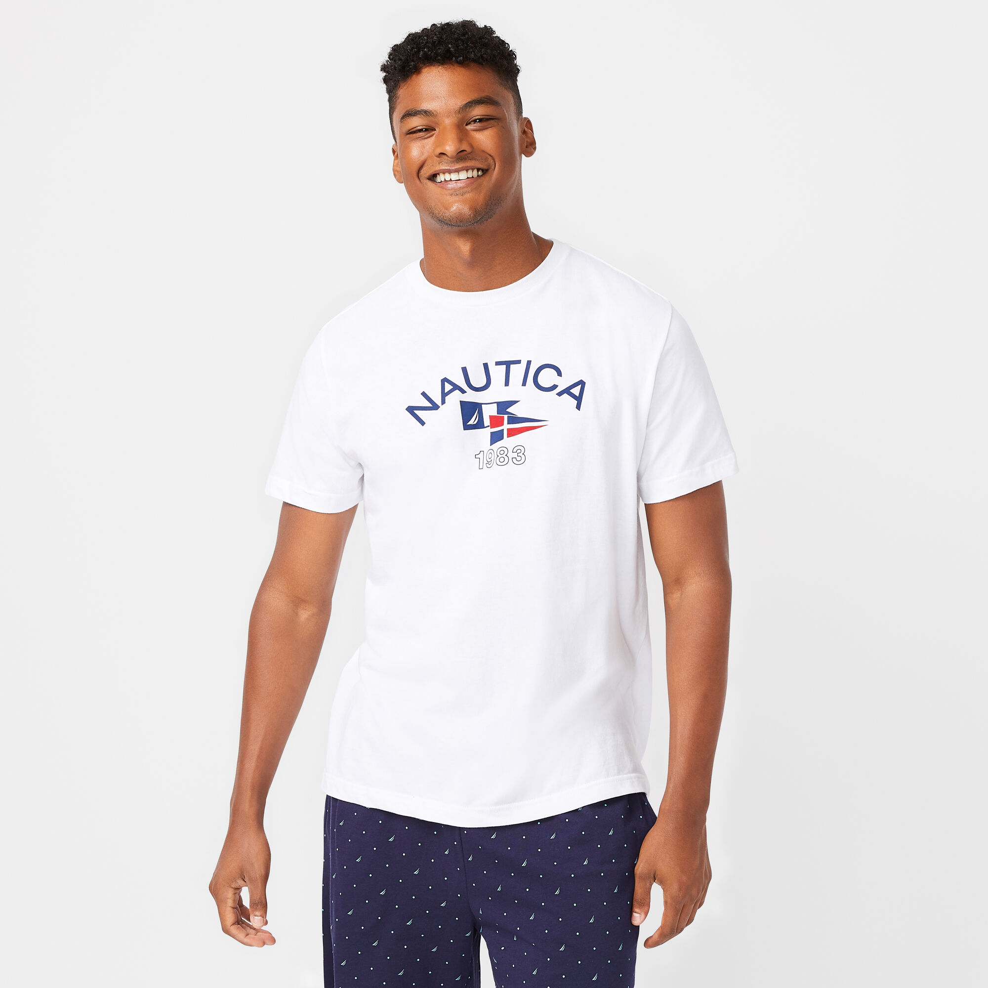 LOGO FLAG GRAPHIC SLEEP T-SHIRT,Bright White,large