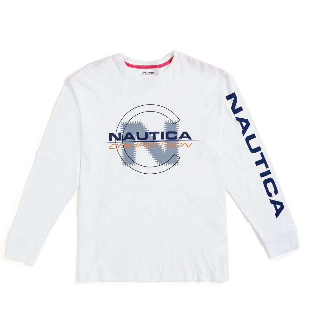 Lil Yachty by Nautica Long Sleeve Competition Tee,Bright White,large