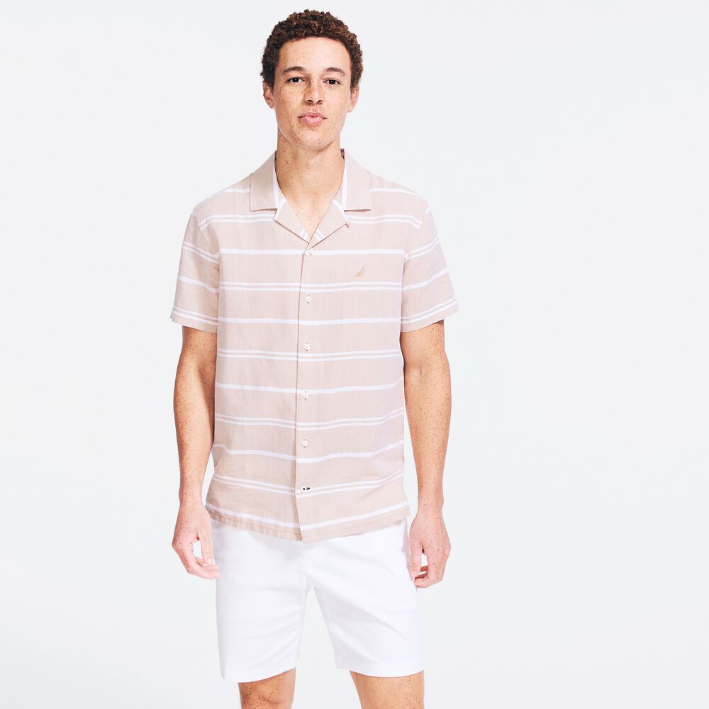 LINEN SHORT-SLEEVE SHIRT,Tuscany Tan,large