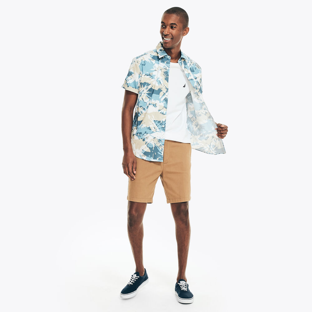 PRINTED POPLIN SHORT-SLEEVE SHIRT,Blue Stern,large