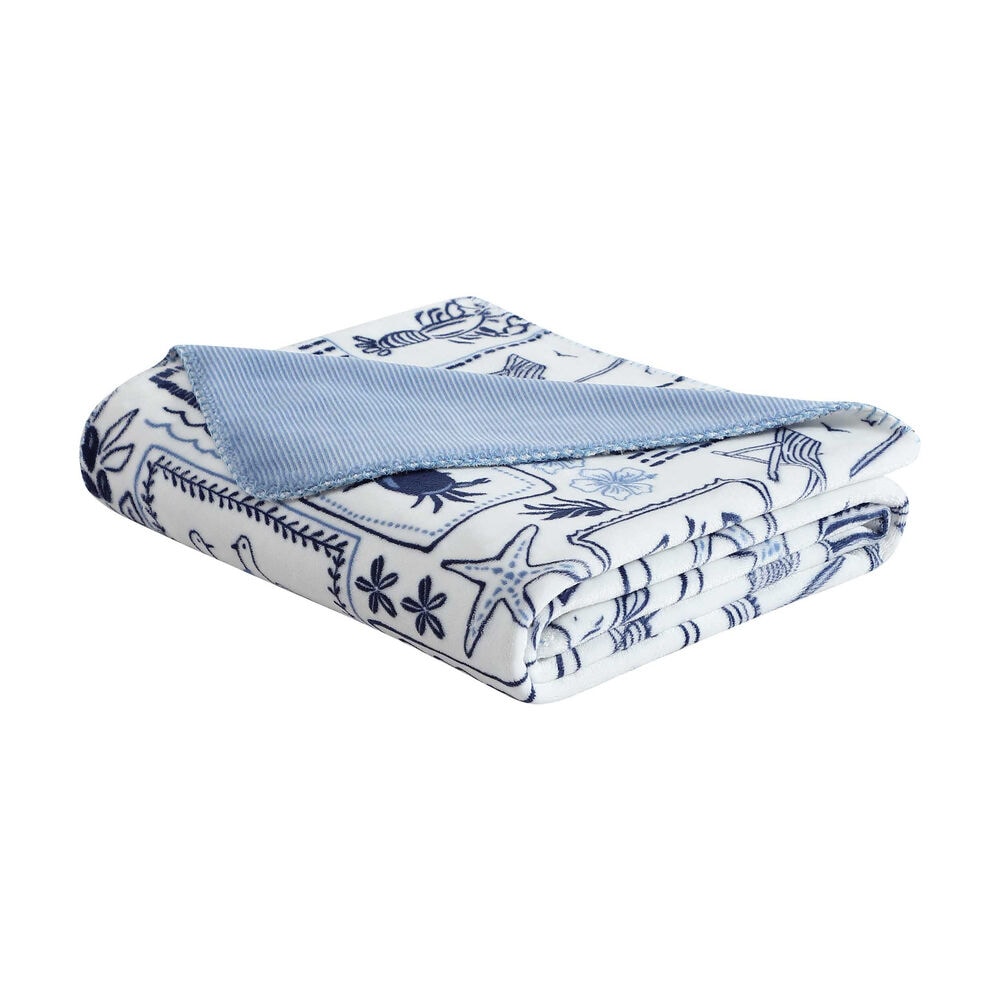Beach Collage 50" X 70" Throw Blanket,Pure Deep Bay Wash,large