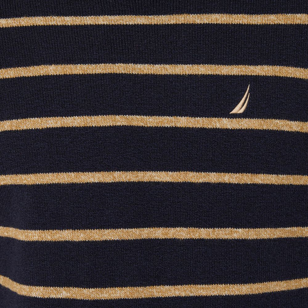 SUSTAINABLY CRAFTED STRIPED SWEATER,Navy,large