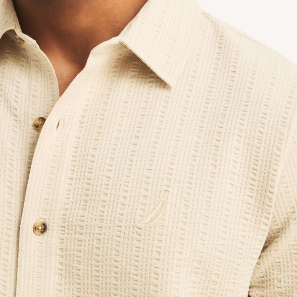 Classic Fit Seersucker Button-Front Polo