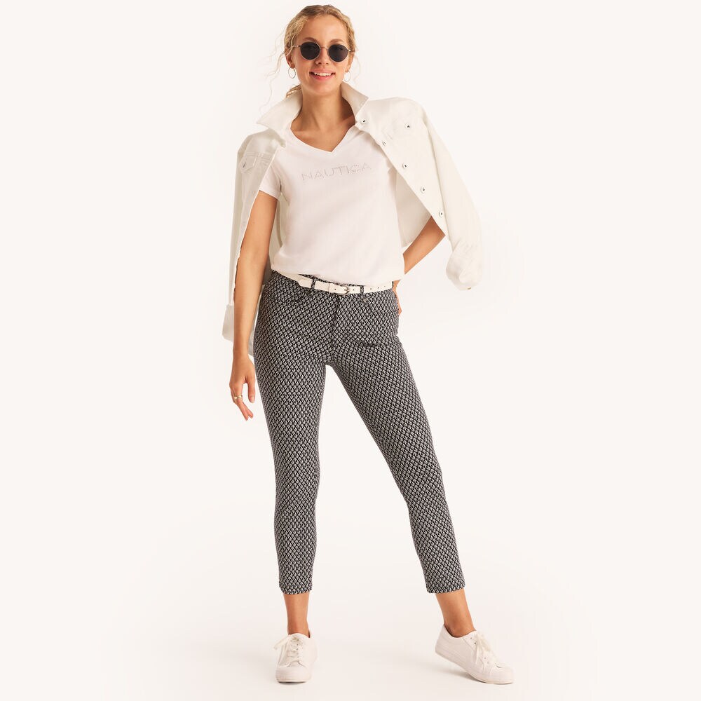 Printed Skinny Pant,Navy,large