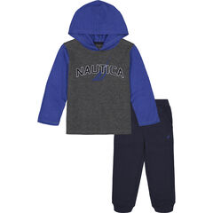INFANT BOYS' THERMAL HOODIE 2PC JOGGER SET (12M-24M),Anchor Grey,large