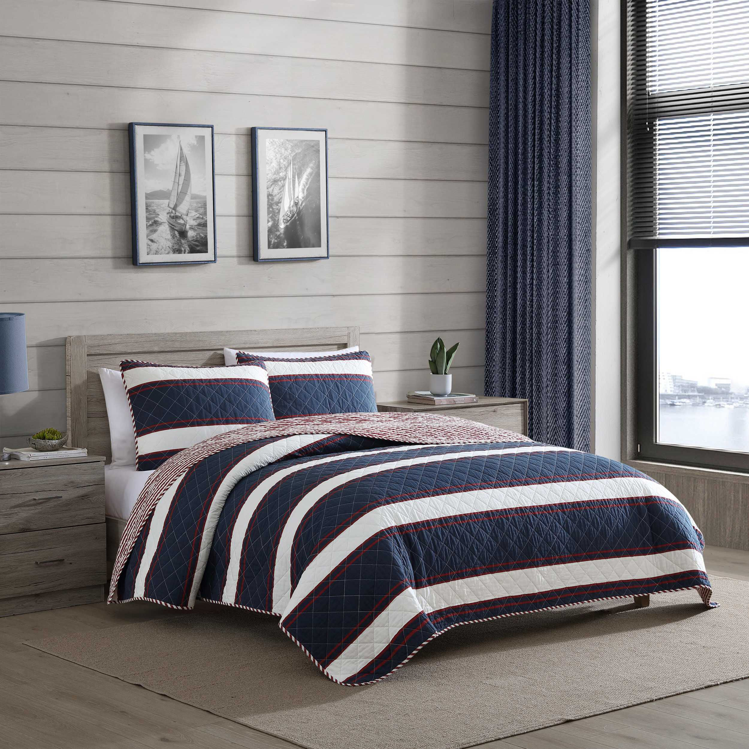 Wesley Blue Twin Quilt-Sham Set | Nautica