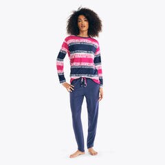 STRIPED PAJAMA PANT SET,Castaway Aqua,large