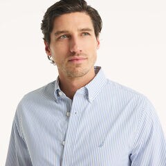Slim Fit Wrinkle-Resistant Striped Shirt,Bright White,large