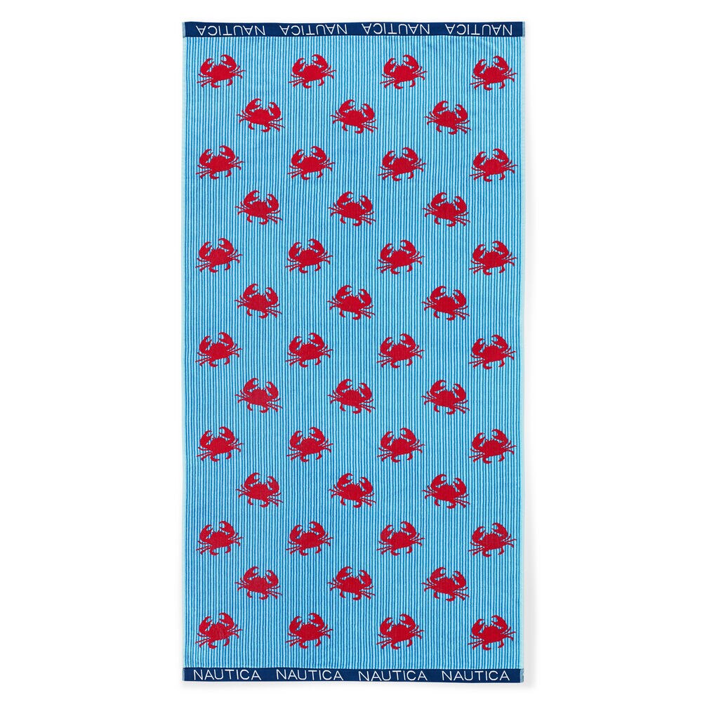CRAB CRITTER BEACH TOWEL,Navy,large