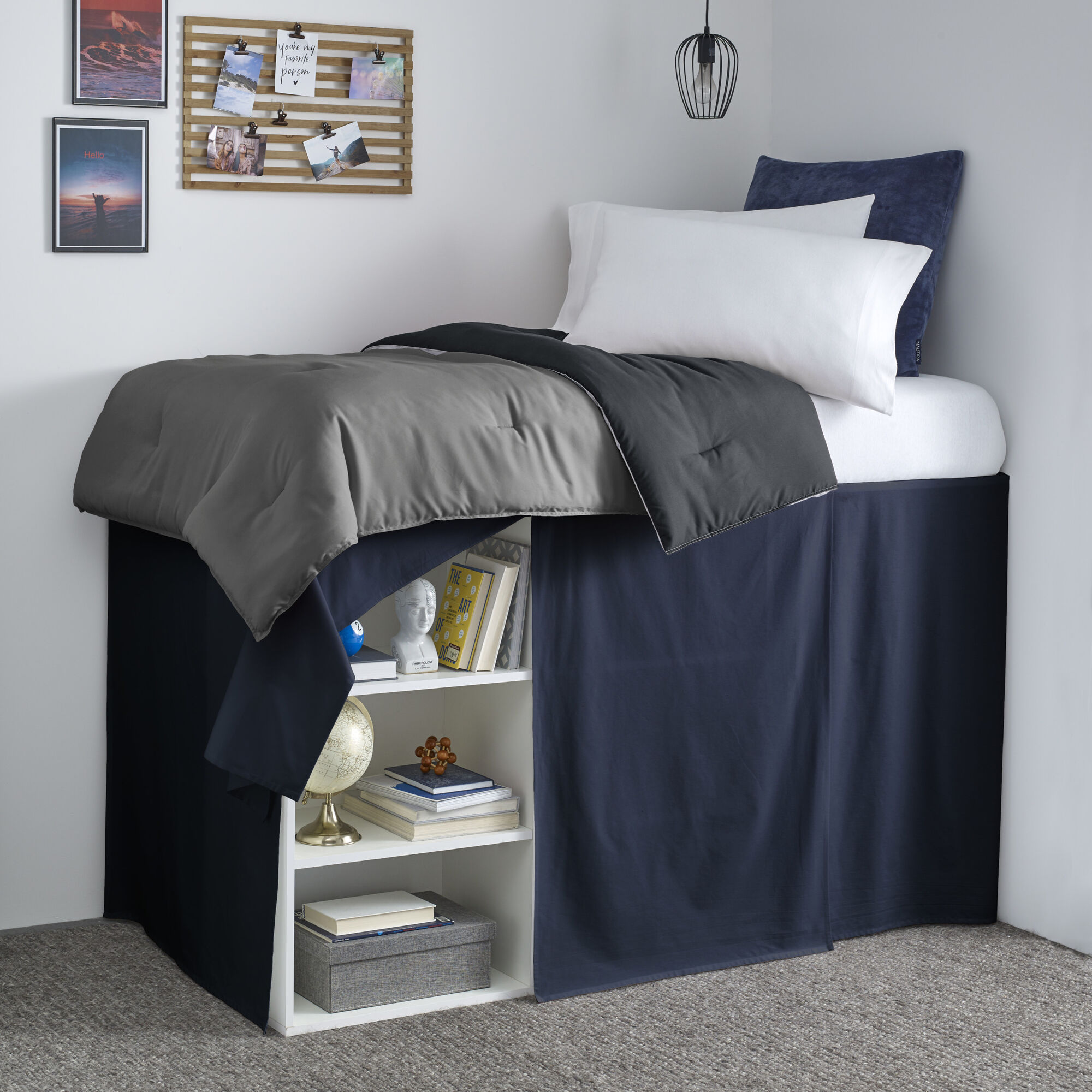 SOLID TWIN XL DORM BED SKIRT,Deep Dive Wash,large