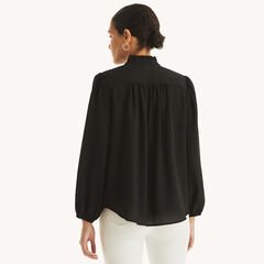Tie-Front Shirt,True Black,large