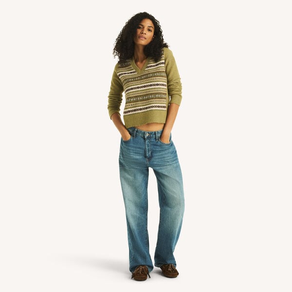 Striped V-Neck Sweater