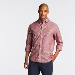 CLASSIC FIT STRETCH OXFORD IN BOAT AND ANCHOR PRINT,Zinfandel,large