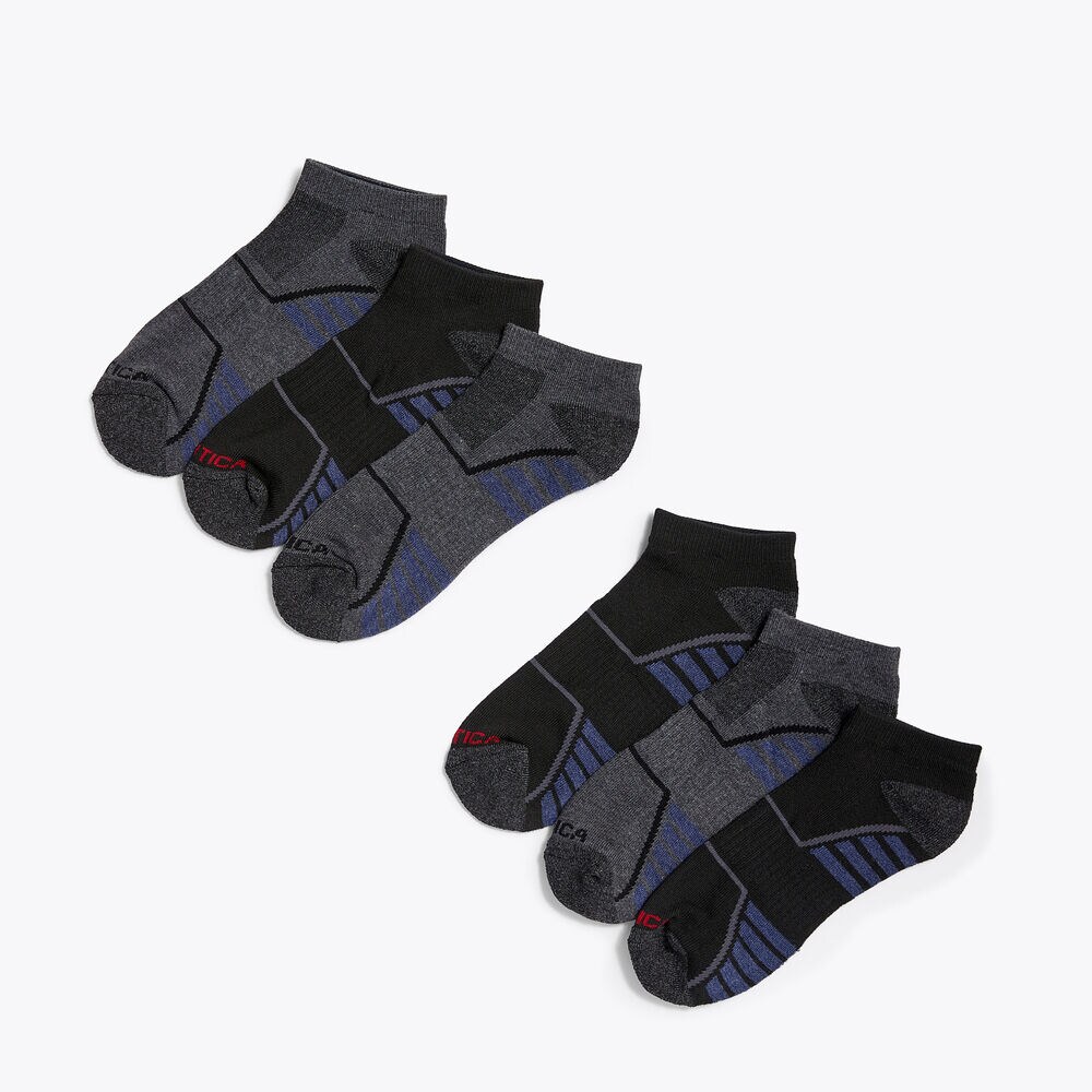 ATHLETIC LOW-CUT SOCKS, 6-PACK,Black,large