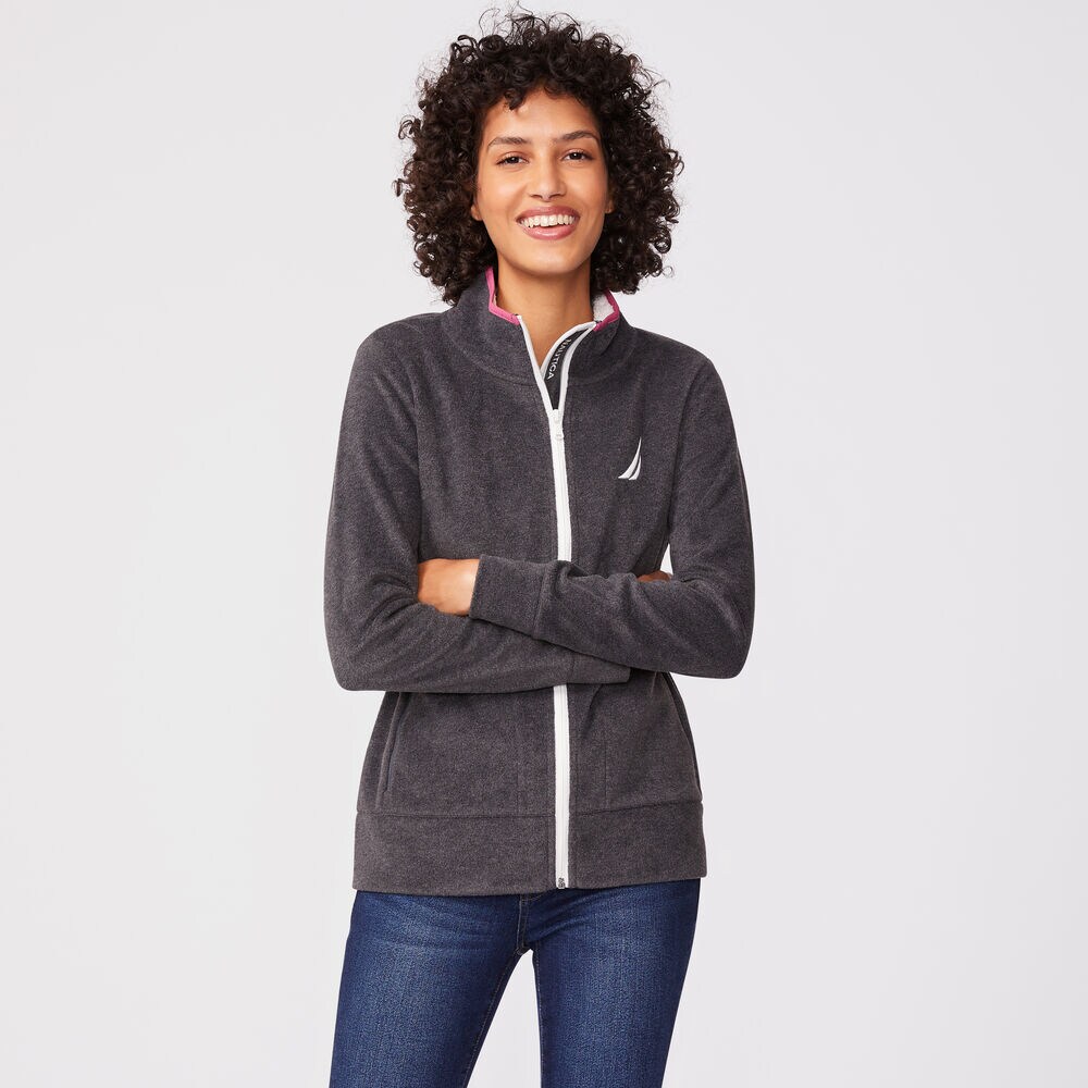 NAUTEX BRAND ICON FLEECE,Dark Black Heather,large