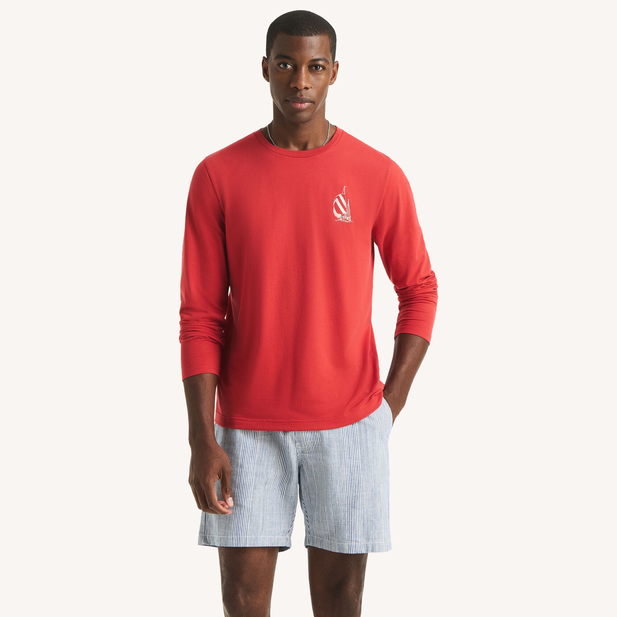 Long-Sleeve Embroidered Graphic T-Shirt,Poppy Flower,large