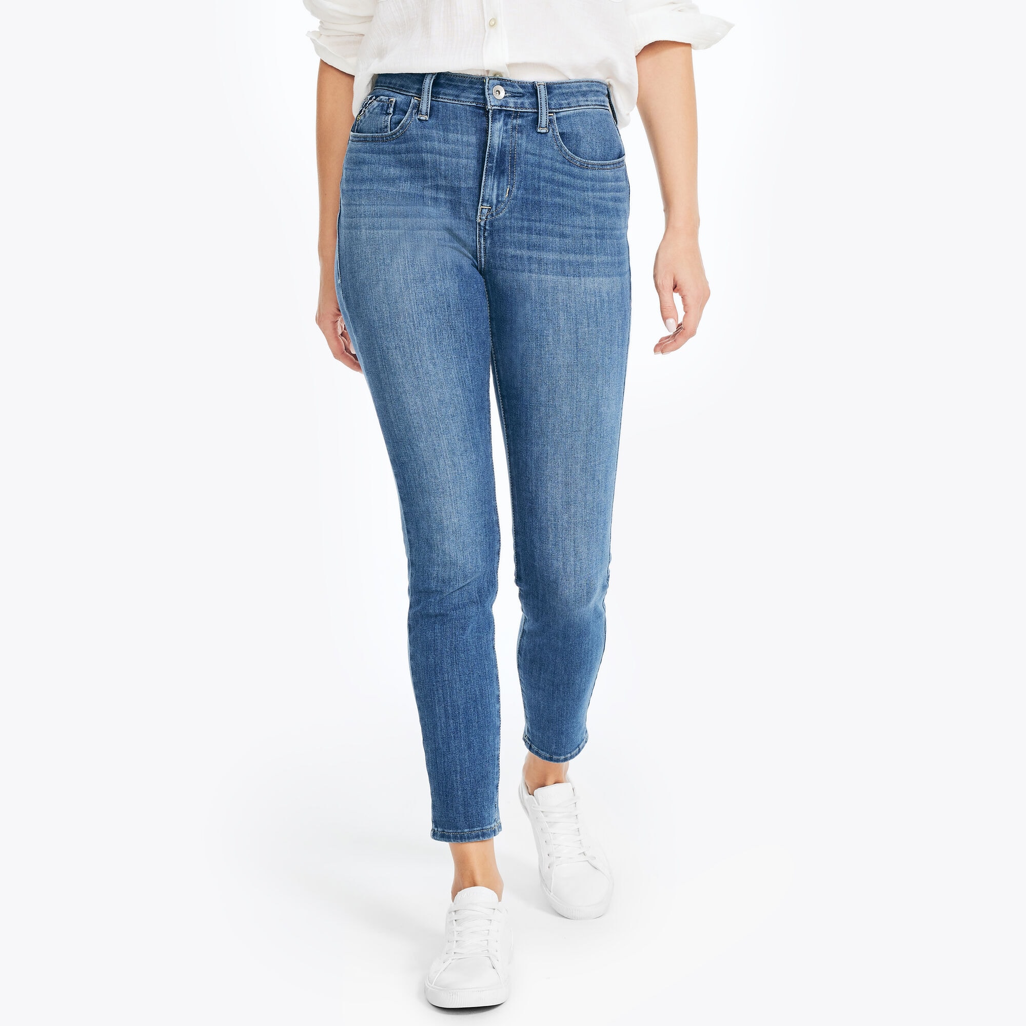 TRUE FLEX HIGH-RISE CURVY FIT SKINNY DENIM,Blue Indigo Heather,large