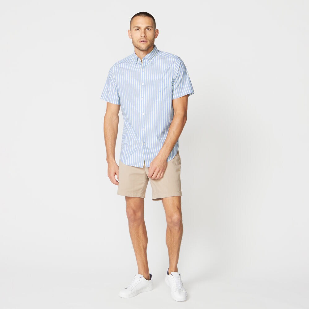 STRIPED SHORT SLEEVE SHIRT,Riviera Blue,large