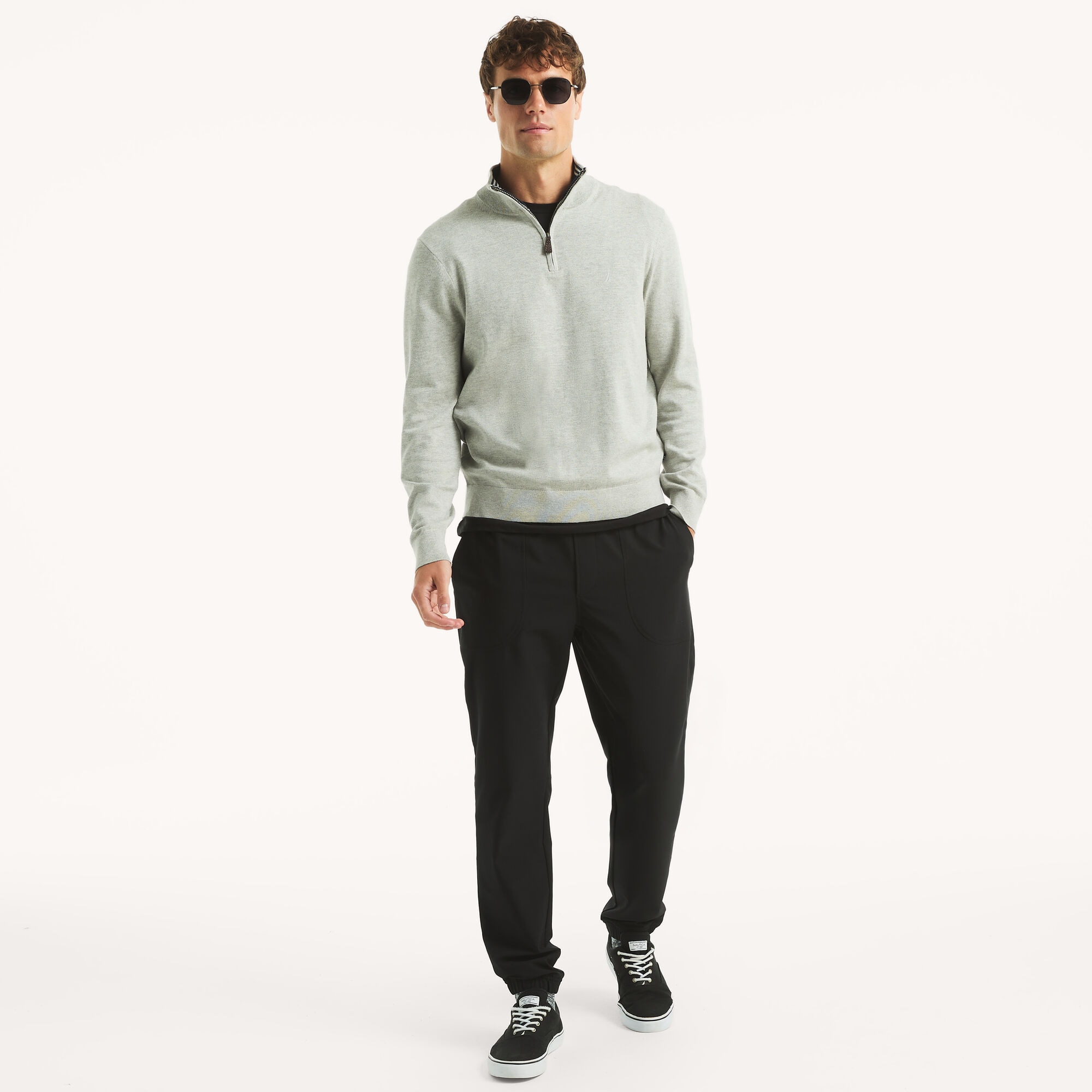 Navtech Quarter-Zip Sweater,Grey Heather,large