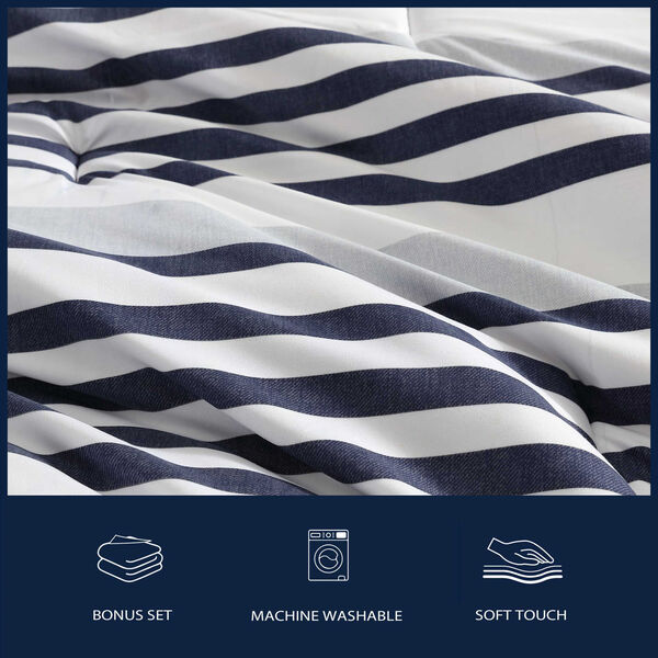 Palm Coast Stripe Blue Full Comforter Set