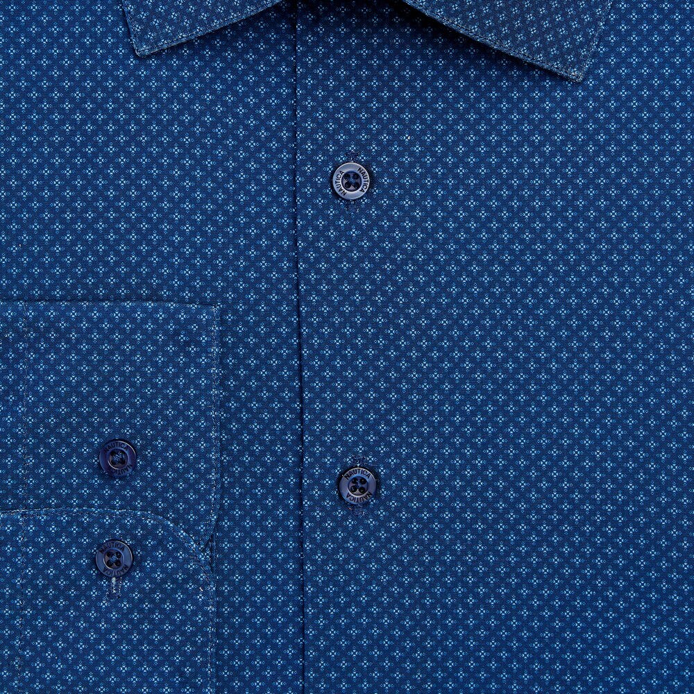 Slim Fit Printed Wrinkle-Resistant Dress Shirt,Aqua Isle,large