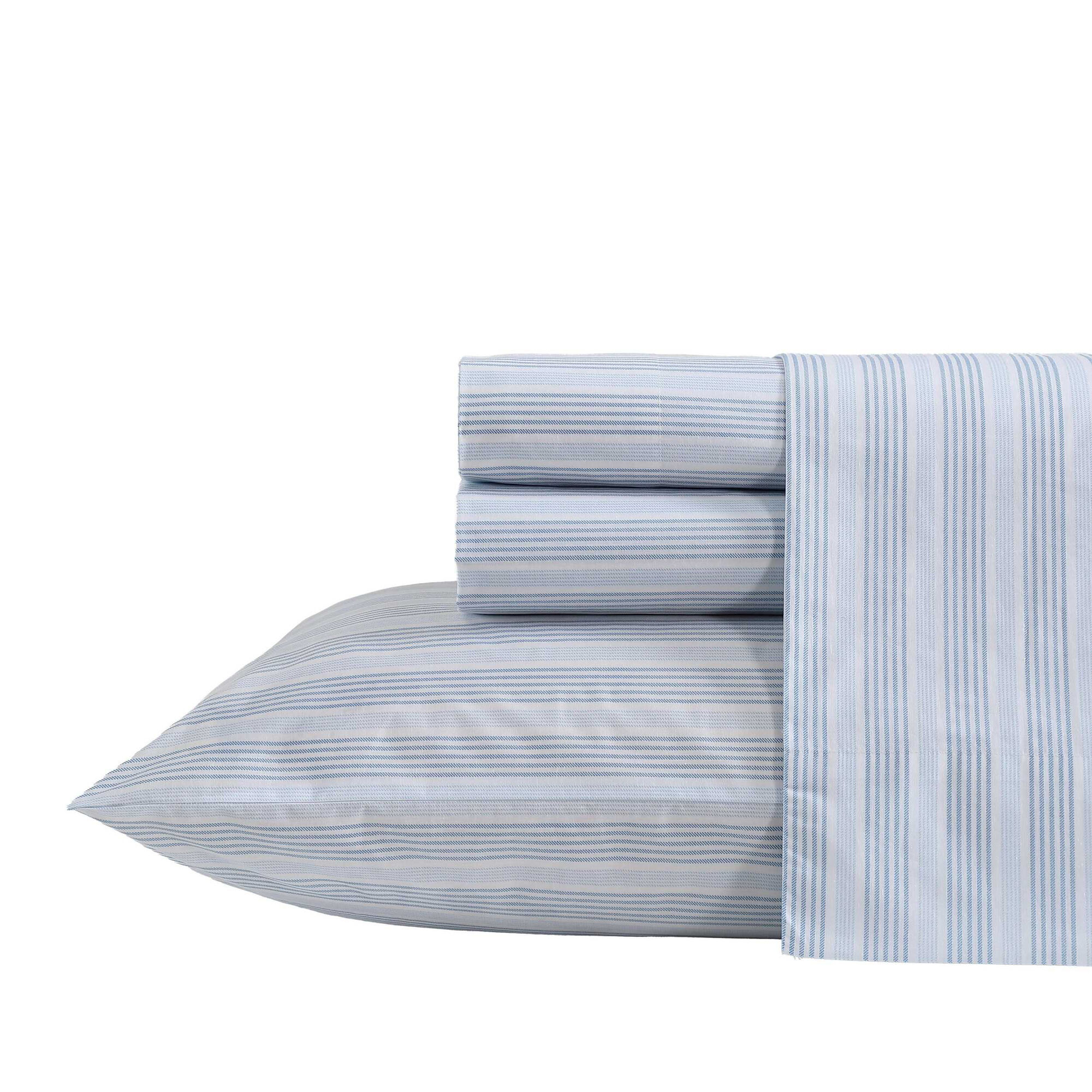 Tayleur Stripe Blue Queen Sheet Set,Stellar Blue Heather,large