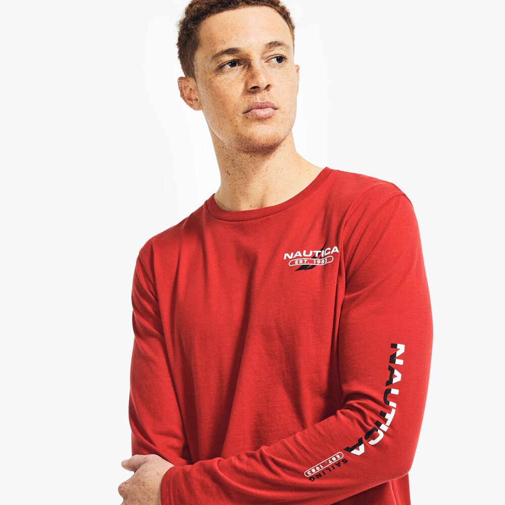 NAUTICA SAILING GRAPHIC LONG-SLEEVE T-SHIRT,Nautica Red,large