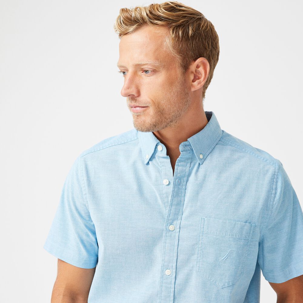 SOLID SHORT-SLEEVE SHIRT,Smokey Indigo Wash,large
