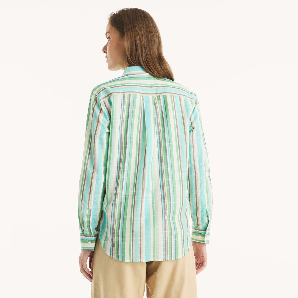 Striped Button-Up Shirt,Blue Mirage,large