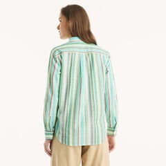 Striped Button-Up Shirt,Blue Mirage,large