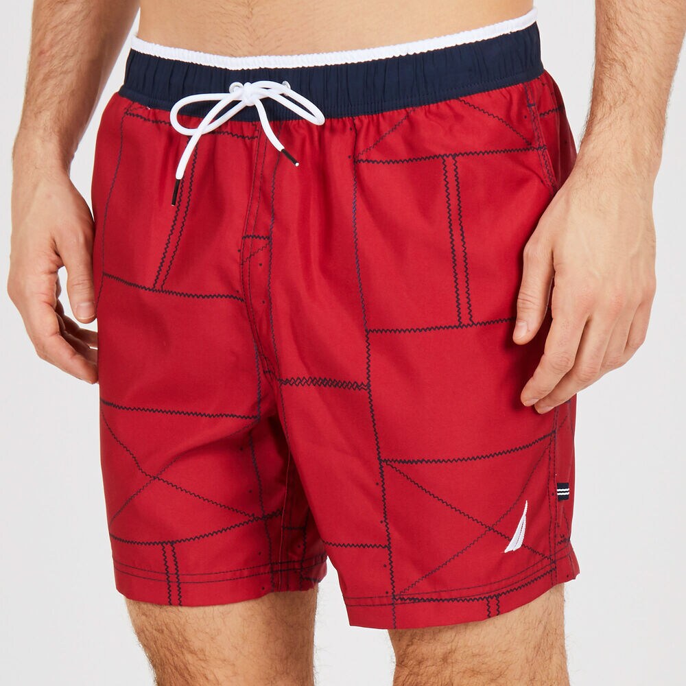 Sail Stitch Swim Trunks,Nautica Red,large