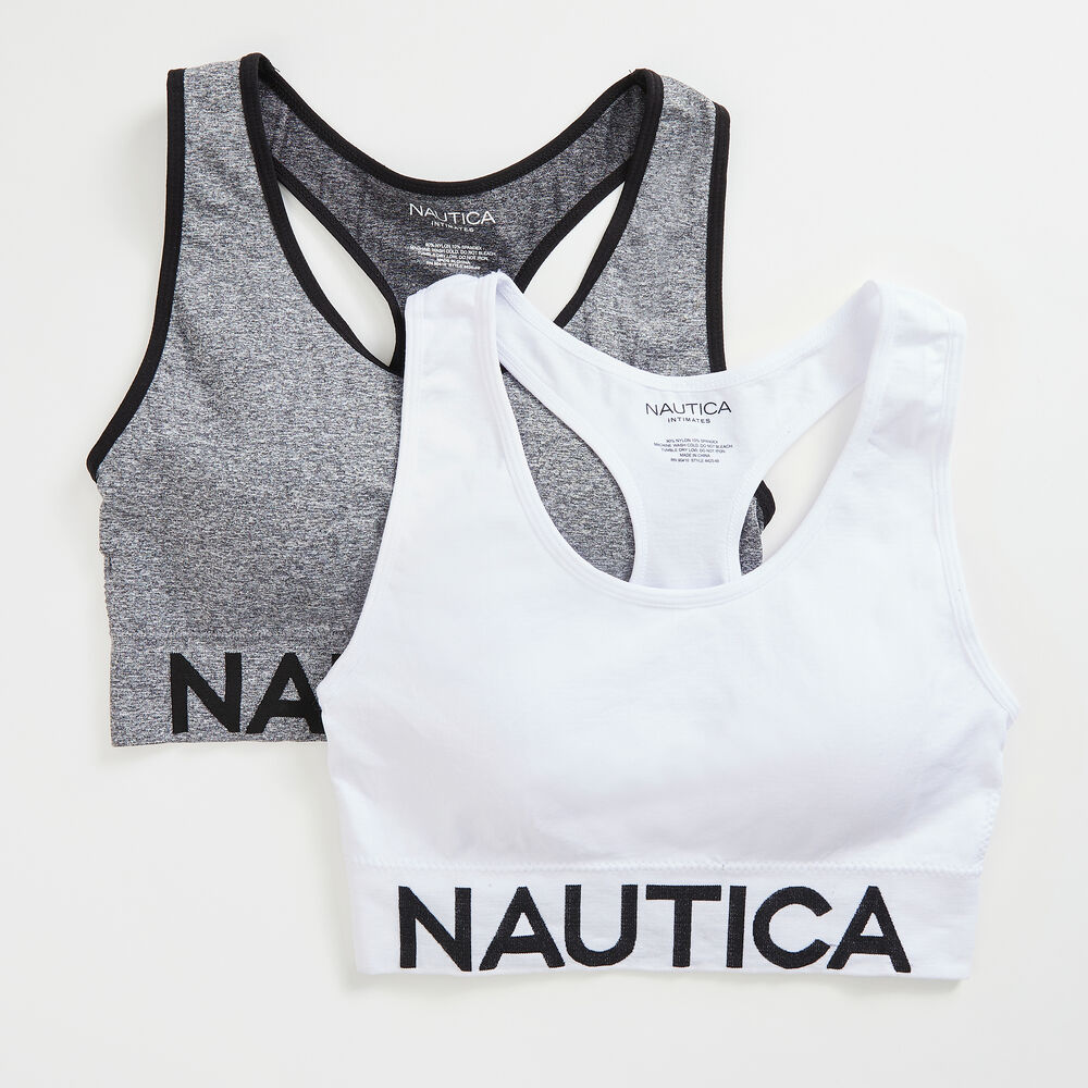 LOGO GRAPHIC SPORTS BRA, 2-PACK,Antique White Wash,large