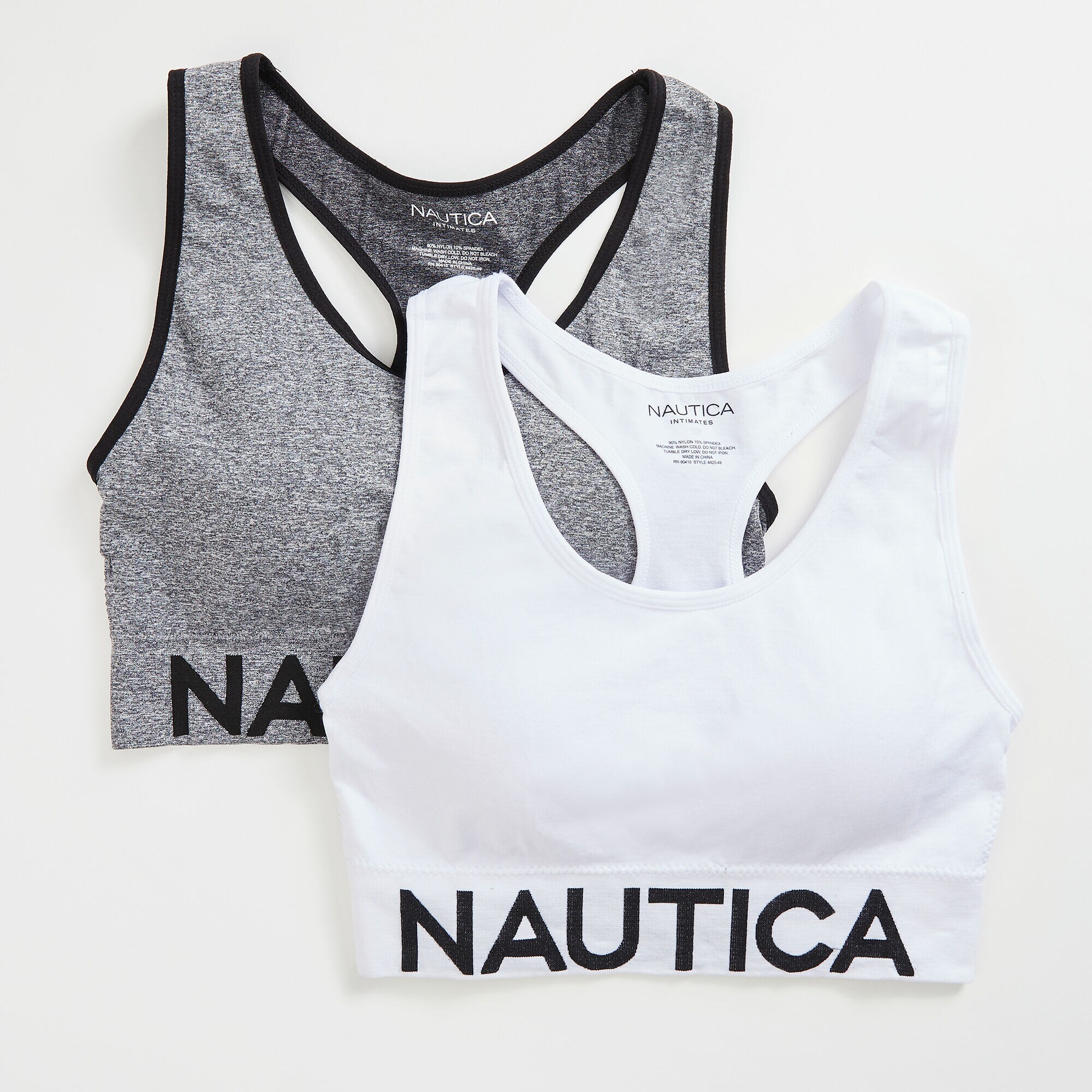 LOGO GRAPHIC SPORTS BRA, 2-PACK,Antique White Wash,large