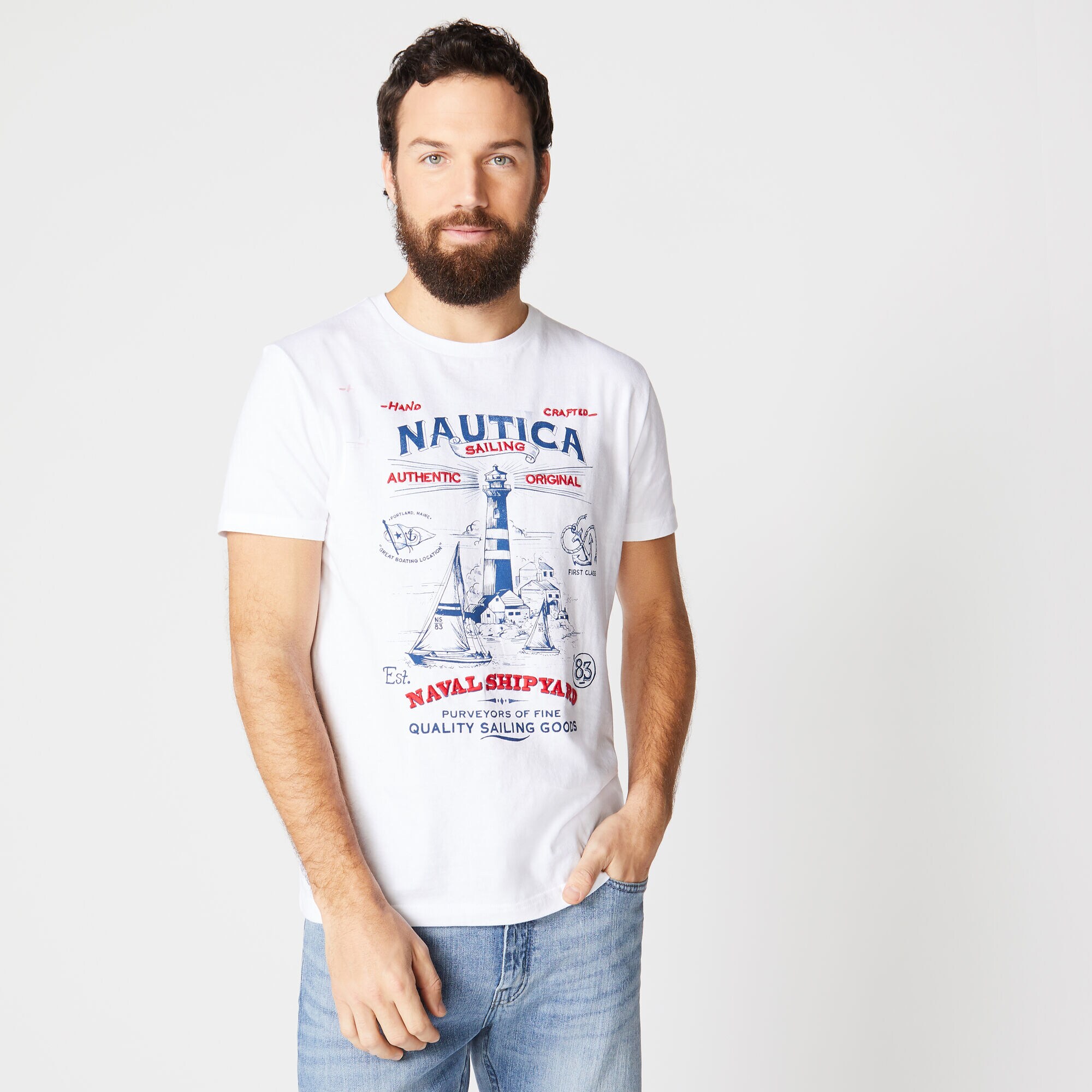 LIGHTHOUSE GRAPHIC TEE,Bright White,large