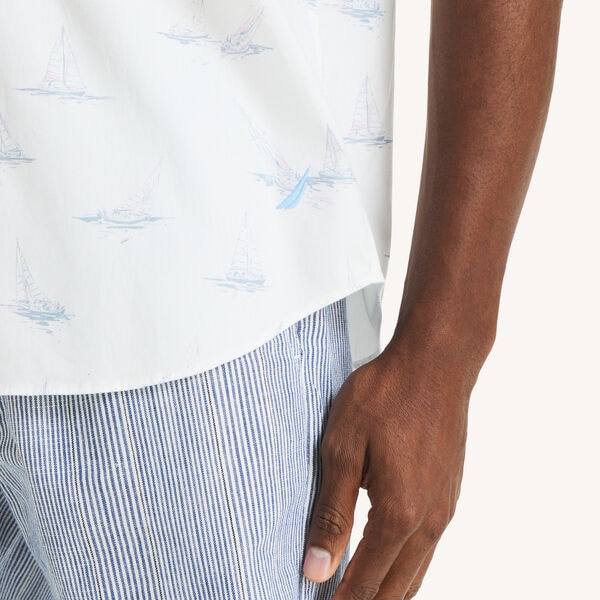 Short-Sleeve Printed Stretch Oxford Shirt