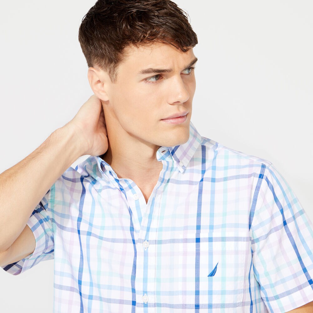 CLASSIC FIT PLAID SHIRT,Bright White,large