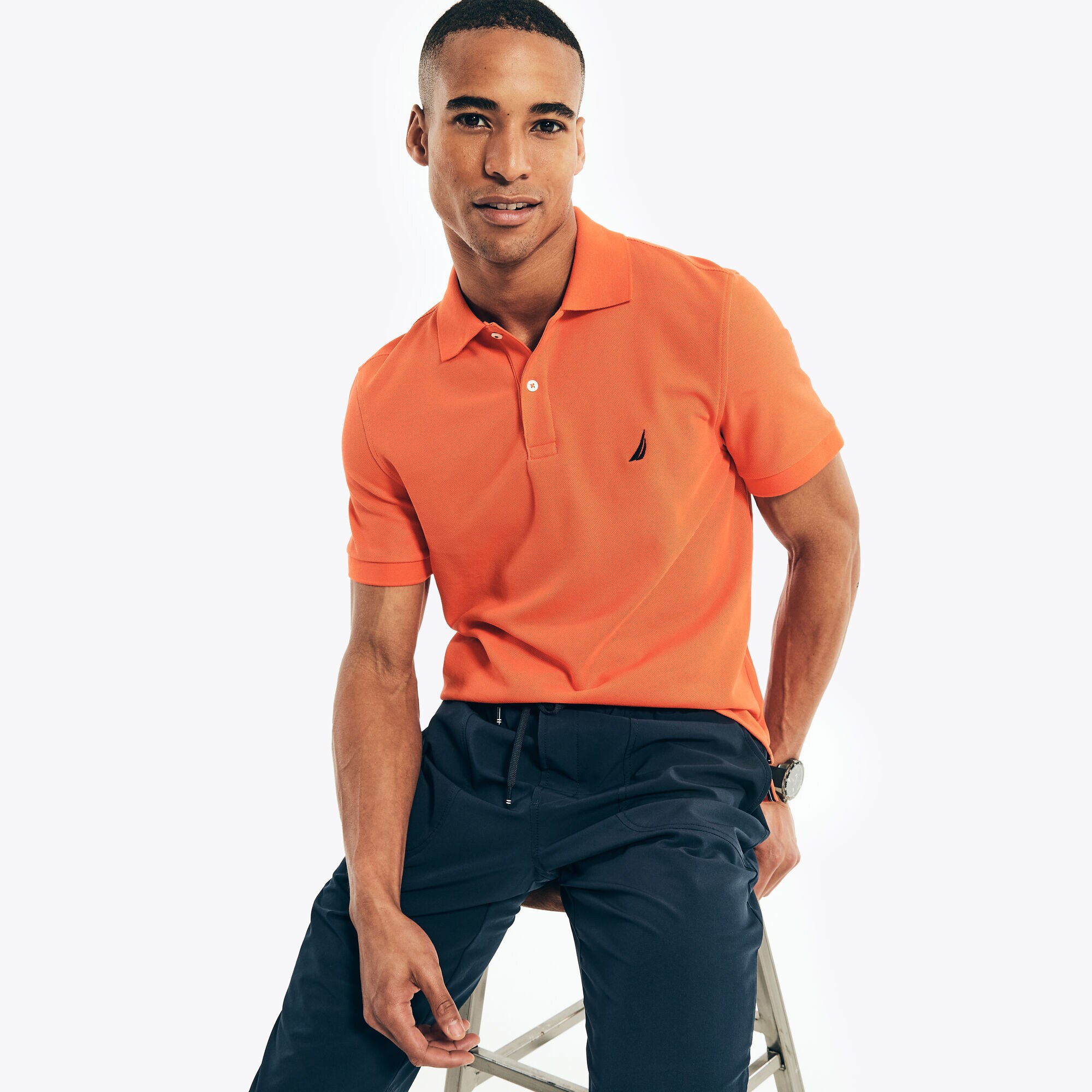 CLASSIC FIT DECK POLO,Tropic Orange,large