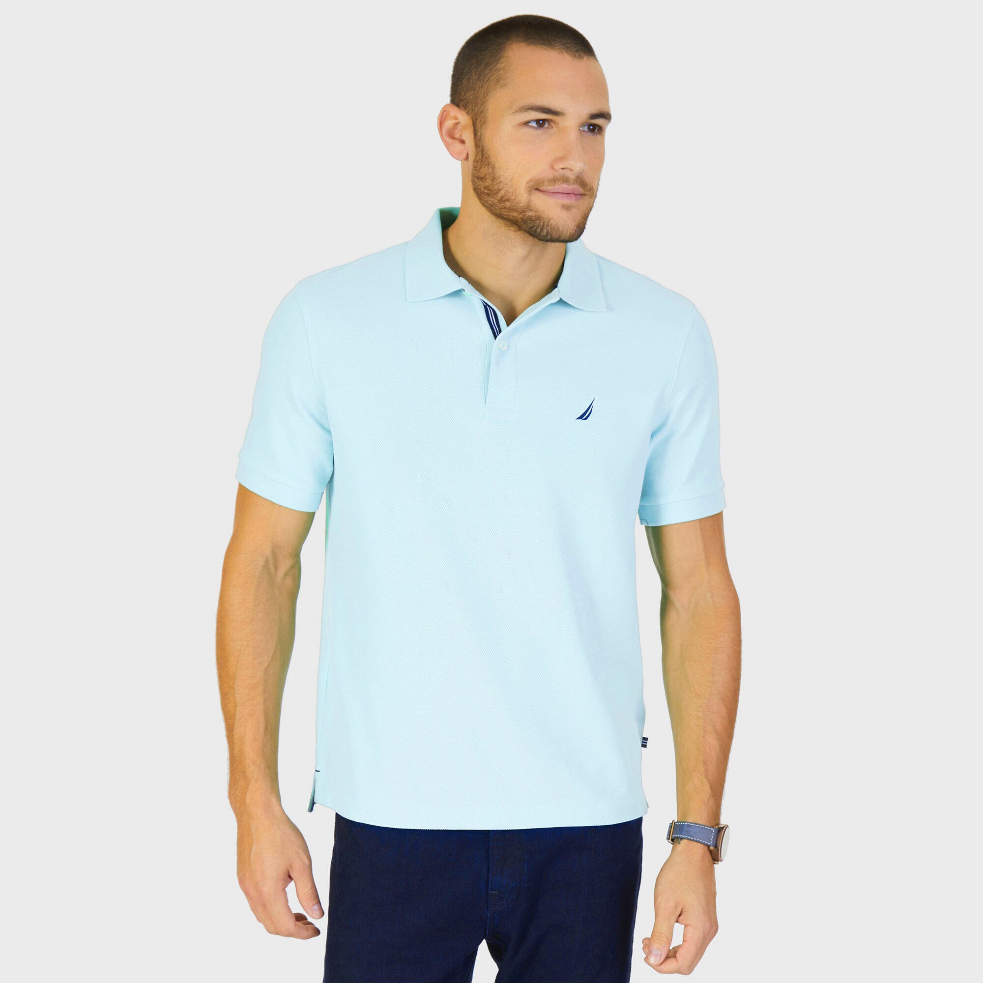 BIG & TALL STRETCH MESH POLO,Harbor Mist,large