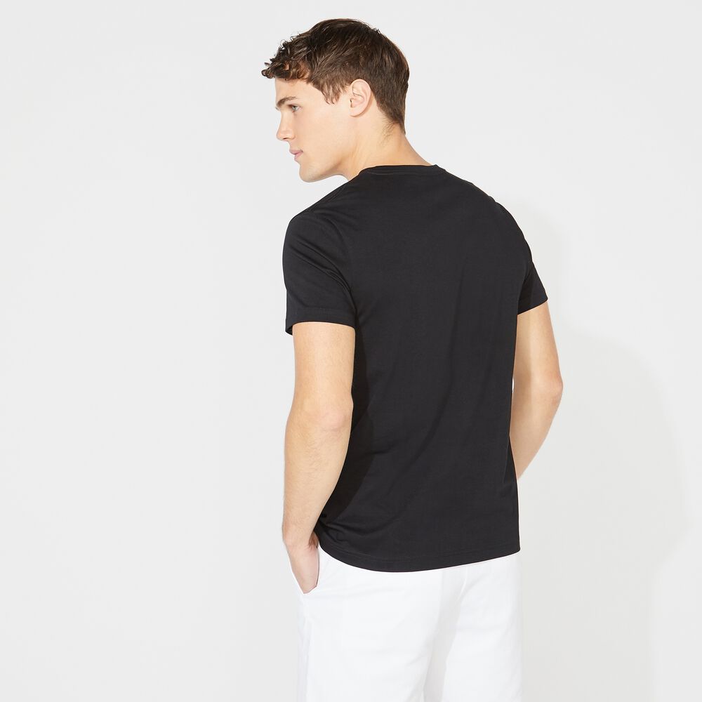V-NECK PREMIUM COTTON T-SHIRT,True Black,large